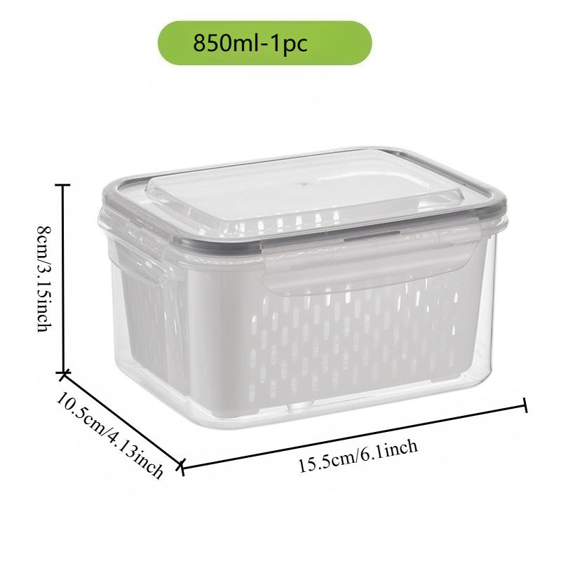 

Plastic Food Storage Container with Drainage Basket and Lids, Fridge-Safe, Reusable Kitchen Organizer, Refrigerator Storage Box