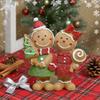 Christmas Gingerbread Couple Resin Figurine – Hand-Painted Holiday Décor, Boy With Tree Cookie & Girl With Bow And Lollipop, Tabletop/Mantel