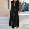 Robe Velours Doré Style Étranger Noble Manches Longues Printemps et Automne Nouvelle Robe Mi-longue Ajustée Col Superposé Tempérament