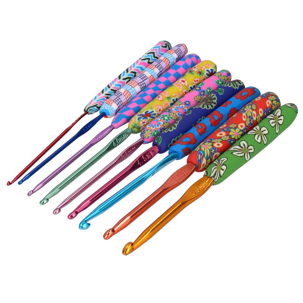 9Pcs Crochet Hook Set with Ergonomic Handles Needles DIY Craft Accessories for Women