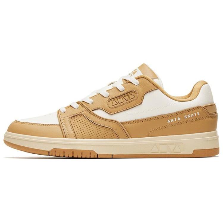 New Anta Qiuyou Slip-Resistant Cushioning Wear-Resistant Low-Top Skateboard Shoes White Brown 112248026-2