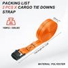 PATIKIL Camback Tie-Down Straps, 1" X 10', 2-Pack, Lashing Securing Straps, 330 Lb Break Strength, Truck Spring Fittings, Orange