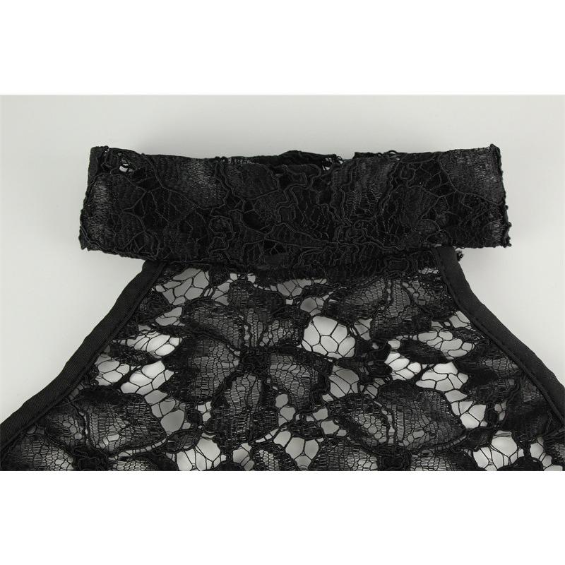 Women's Fashion Sexy Halter Halter Sleeveless Lace Patchwork Slim Dress