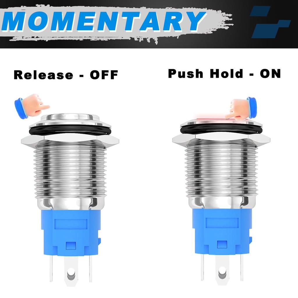 MKBKLLJY 16MM Horn Switch Raised Speaker Horn Momentary Push Button Switch DC -24V 5A