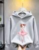 Autumn/Winter Children's Hooded Sweater - Sweet Cartoon Ballet Dancer Pattern Print -Soft and Breathable Long-Sleeved Hooded Top