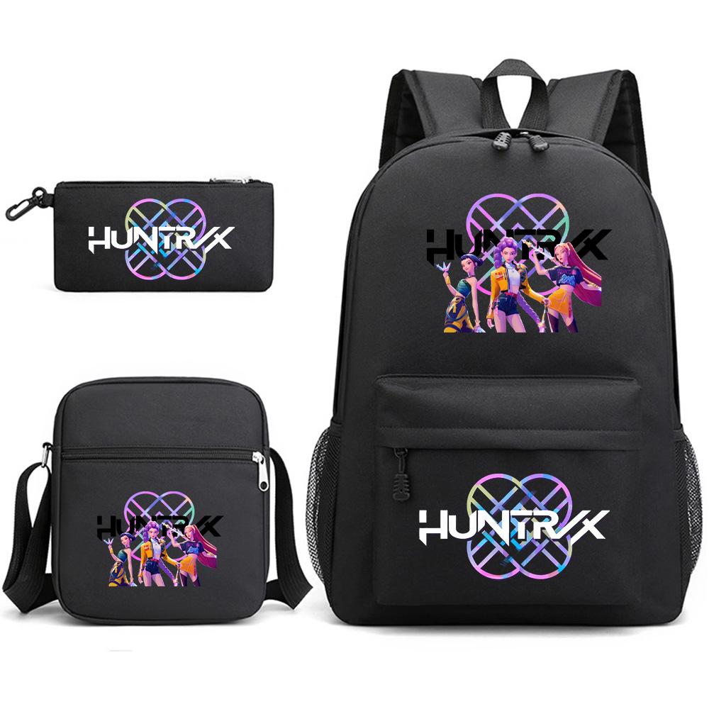3Pcs/set Anime Printed Backpack with Shoulder Bag Pencil Case for Teenager Student Boy Girl SchoolBag Large Capacity Waterproof Bookbag Kid Gift