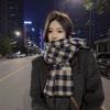 Retro Plaid Scarf Women's New Winter Thickened Korean Style Student Shawl Dual-purpose Warm Scarf Green