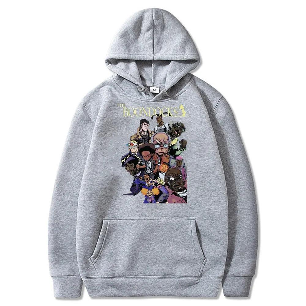 The Boondocks Huey and Riley Printed Hoodie Men Women Anime Autumn Winter Fleece Streetwear