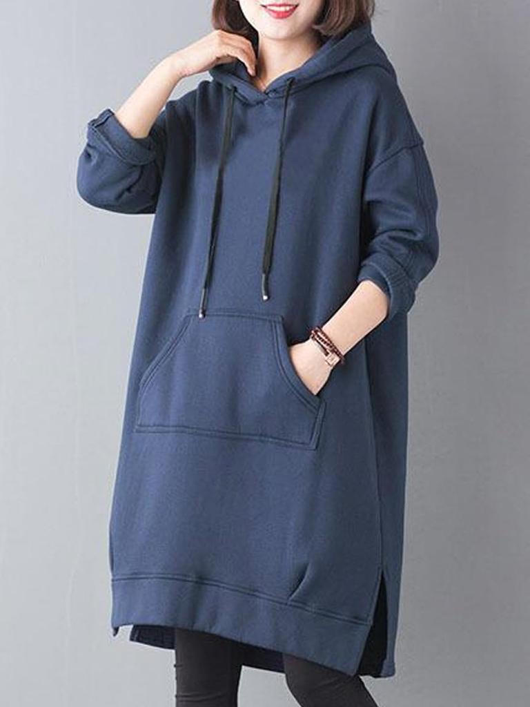 Parka Dress Fleece Lined Long Tunic Loose Maternity Neat Comfortable Beautiful Eyes Cool Cool Room Wear Party Dress Wan Piece 160cm 150cm 140cm