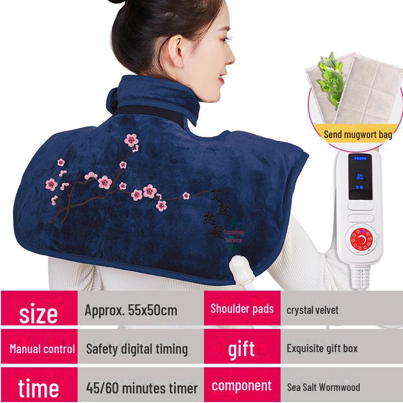 Elektrická vyhřívací podložka na ramena a krk s moxa solí a kompresí hrubé mořské soli