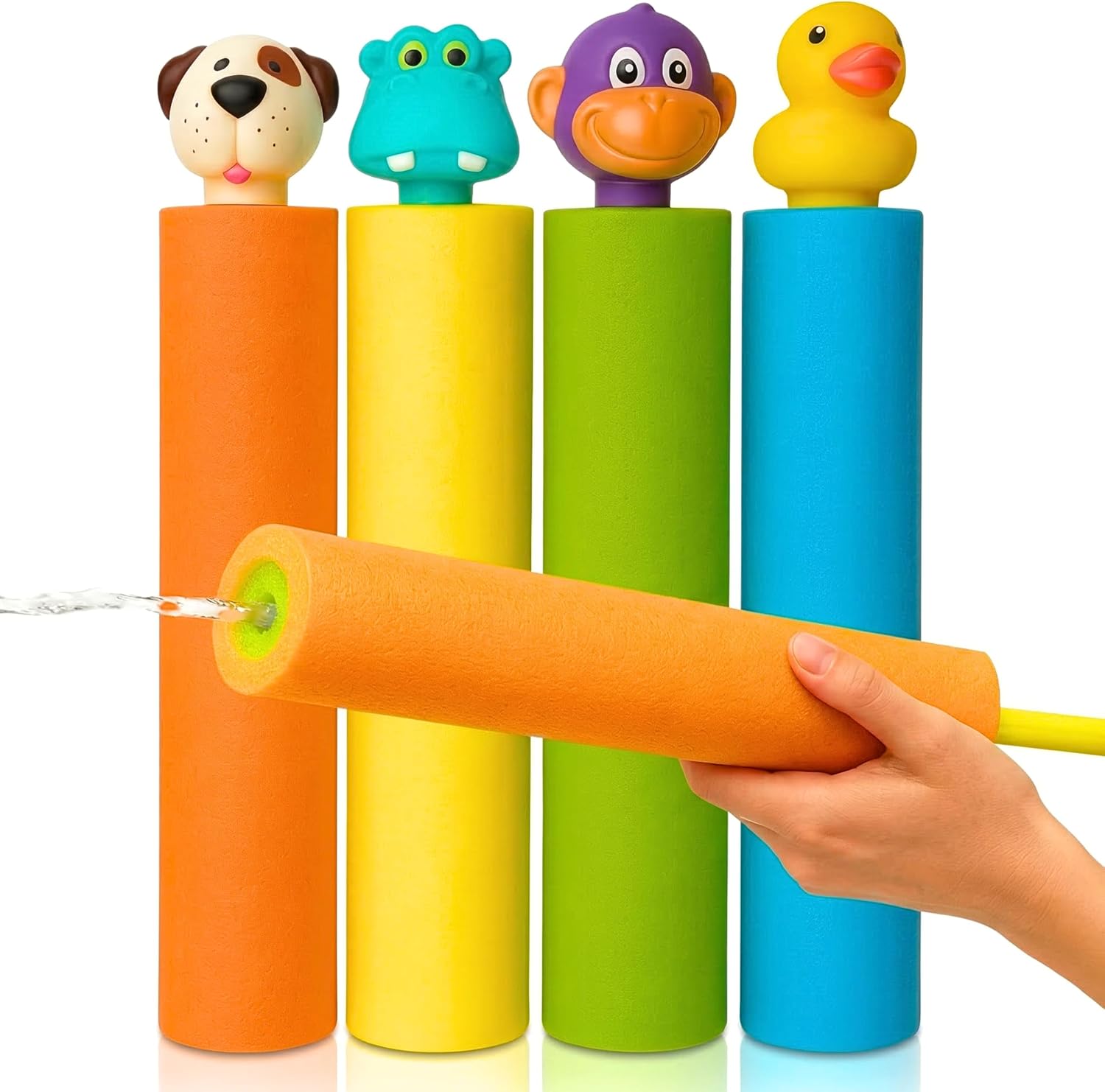 

Animal Head Foam Water Blaster, Pull-Type Water Shooter Guns for Kids, Lightweight Foam Water Squirt Toys for Summer Pool Beach Water Fighting Party 4 PCS