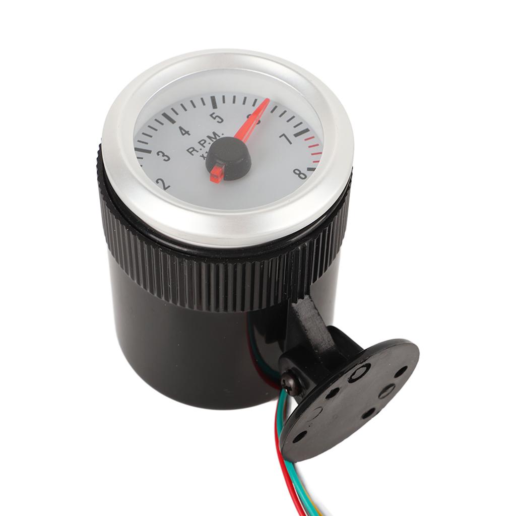 2in 52mm LED Tachometer Red Pointer White Dial Backlight for 1 4 6 8 Cylinder Gasoline Vehicles
