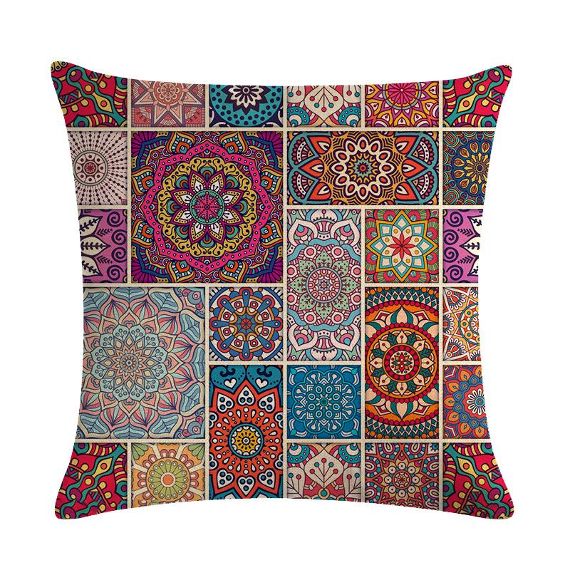Mandala Pillowcase Square Cushion Cover Pillow Double Sided Ethnic Flower Bohemian Office Sofa Pillow