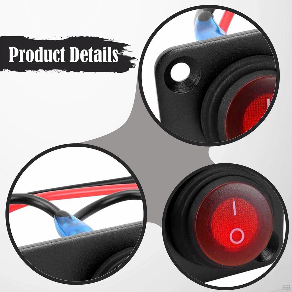 Rocker Switch Panel Mount Pre Wired on Off Toggle Screw Mounting Waterproof for RV Truck