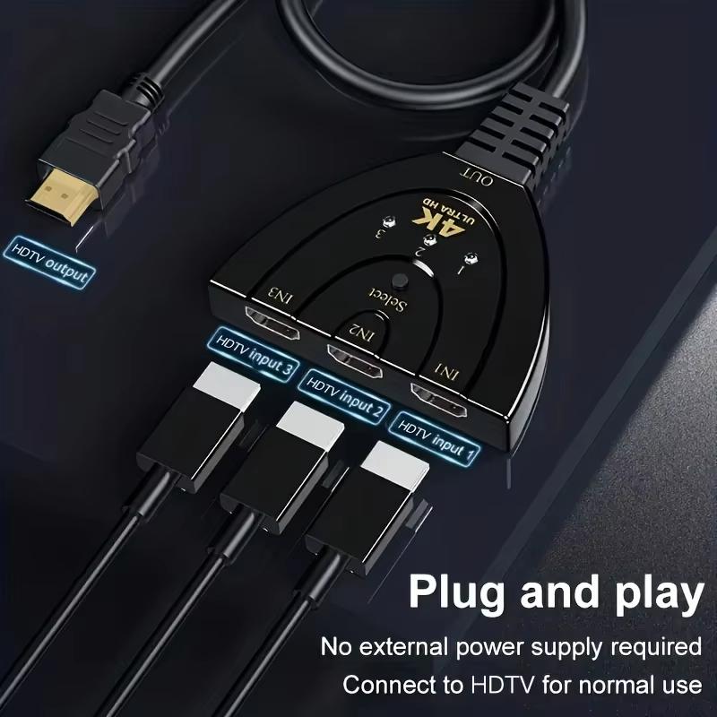 HDMI Switcher 3-in-1-out Integrated Switcher HD Monitor Divider Computer Screen Expander Port Distribution Line PS4 Game Console