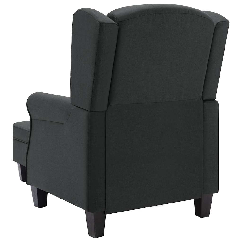Armchair with Footstool Dark Grey Fabric
