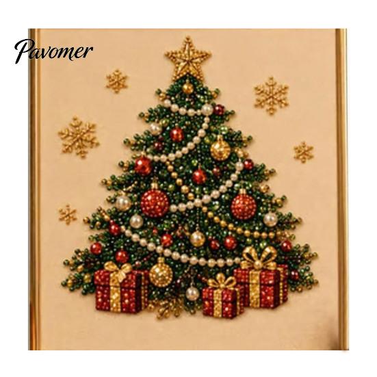 Relaxing Hobby for Adults Xmas Faux Pearl Painting Kit, Christmas 3D Art DIY Winter Scene Set Holiday Craft Project Adults, Festive Home Wall Decor