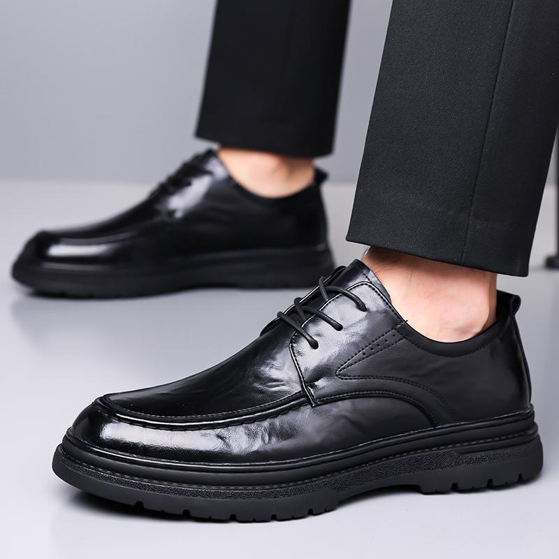 Fashion Brand Men's Round Headed Breathable Lace Up Leather Shoes Autumn New Top Layer Cowhide Comfortable Formal Leather Shoes
