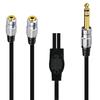 Auditory Cable Converter 6.35 Male to 2x 3.5 Female Splitter for Headphone