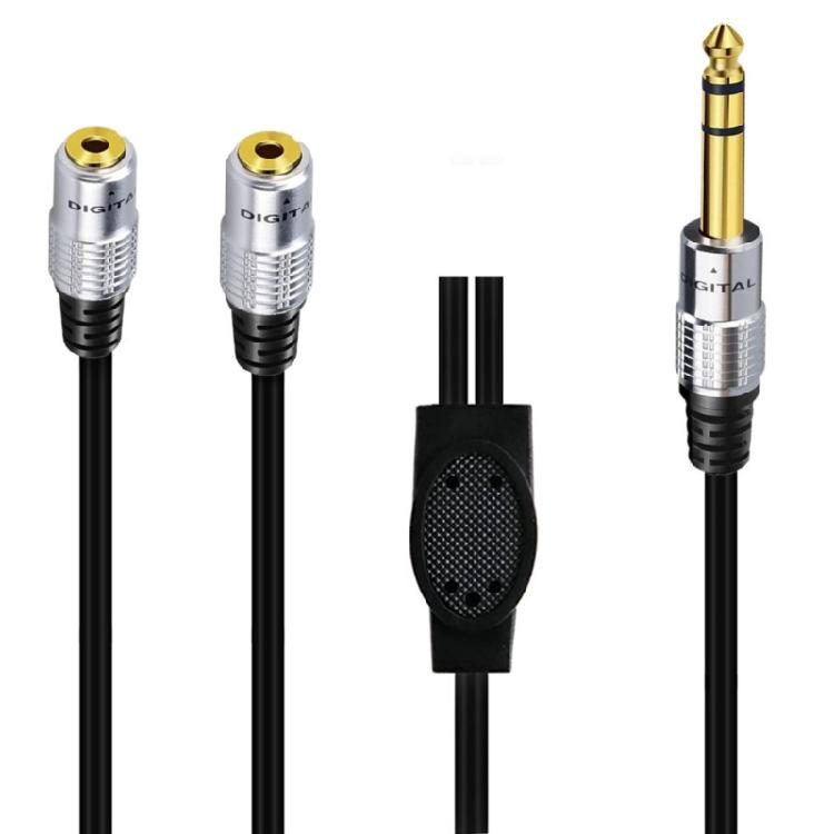 Auditory Cable Converter 6.35 Male to 2x 3.5 Female Splitter for Headphone
