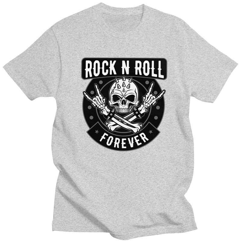 Custom Heavy Metal Rock N Roll Skull Tshirt for Men Short Sleeve T Shirt Cool Tshirts Slim Fit 100 Cotton Tee Gift