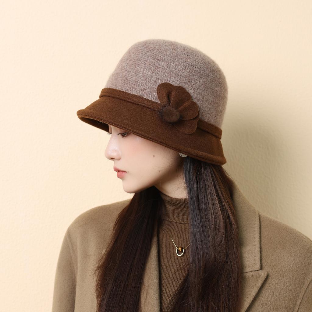 New Autumn and Winter Knitted Bucket Hat Women's Outdoor Travel Warm Fashion Basin Hat Elegant Hat