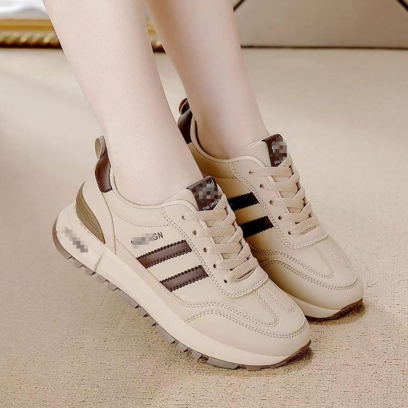 Leather Sneakers Women's New Casual Shoes Versatile Fashion Lightweight Soft Sole Non-slip Dad Shoes Women