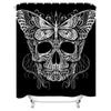 Tuniu Black Skull Lace Floral Pattern Bathroom Curtain Gothic Decor Bedroom Shower Curtain
