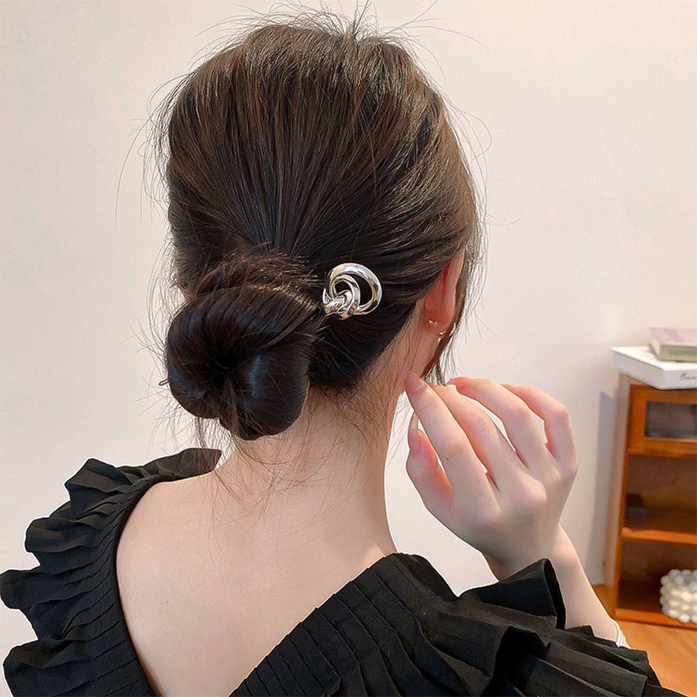 Hollow Round Ball Bridal Chinese Hair Fork Korean Hanfu Hairpins Women Hair Sticks Metal Hair Clip