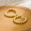 CARLIDANA New Trendy Earring Waterproof Tarnish Free 18K Gold Plated Dainty Bead Oval U Stainless Steel Hoop Earrings for Women