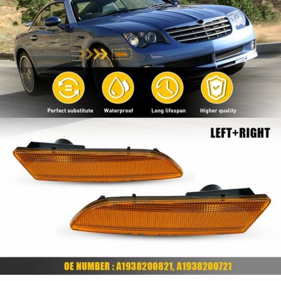 2x LED Side Light Marker Housing Smoked/Clear For 2004-2008 Chrysler Crossfire Housng 1 (2pcs Front Ambe