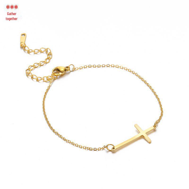 

Модный гладкий браслет из нержавеющей стали с крестом – стильный подарок на руку