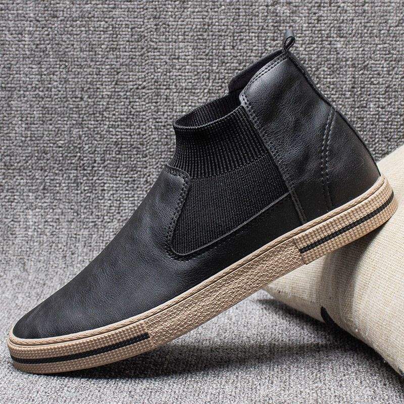 Casual High-top Leather Shoes 2025 Winter Velvet Cotton Shoes Trend Lazy Shoes One-pedal Martin Boots Darth Vader Men's Shoes