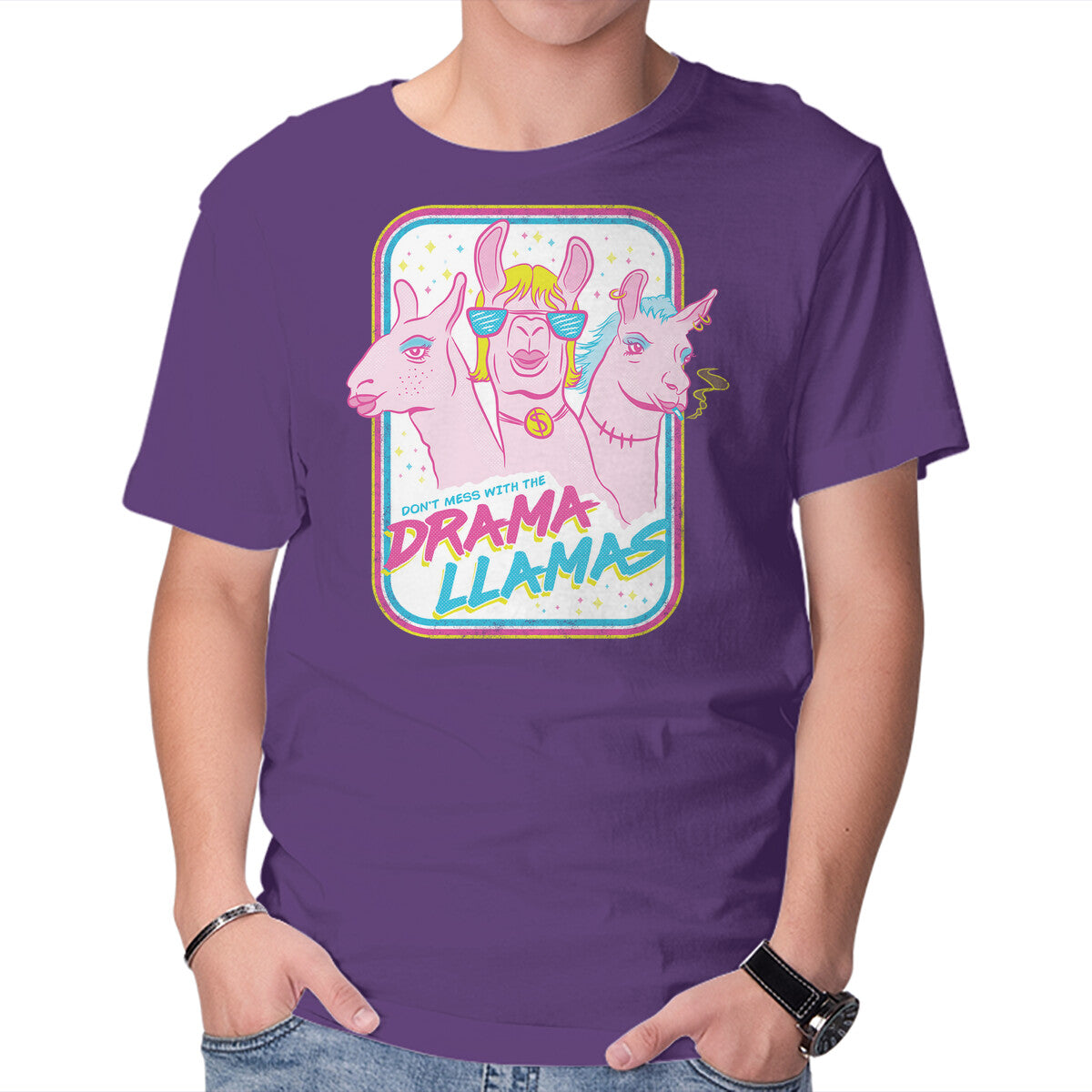 Unisex Crew Neck T-Shirt Drama Llamas Graphic Short Sleeve Casual Tee XXL