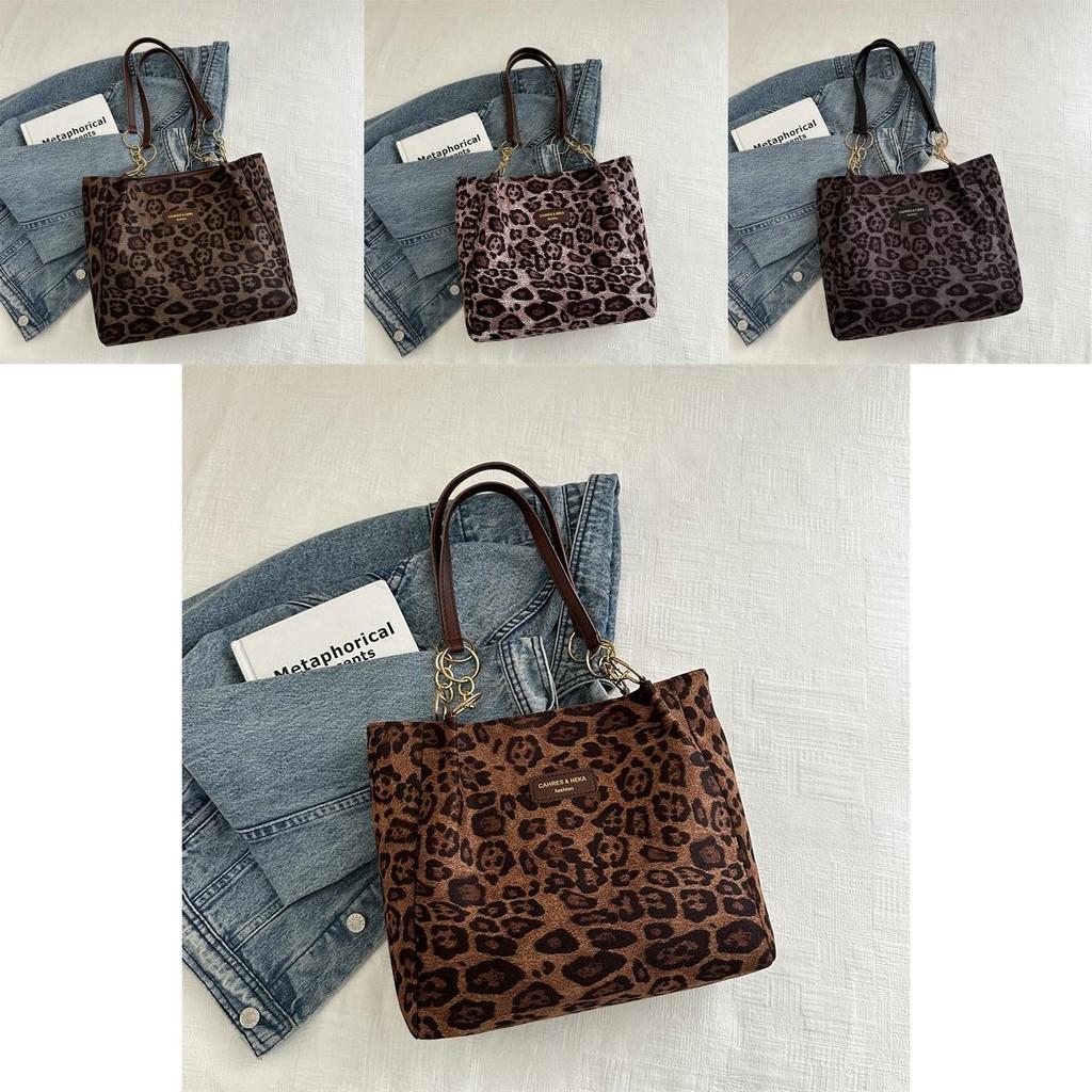 Trendy Leopard Pattern Tote Bag For Women Chic Minimalist Shoulder Handbag With Large Capacity