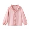 Womens Long Sleeve Blouse With Ruffled Hem Solid Color Office Chic Top 2026