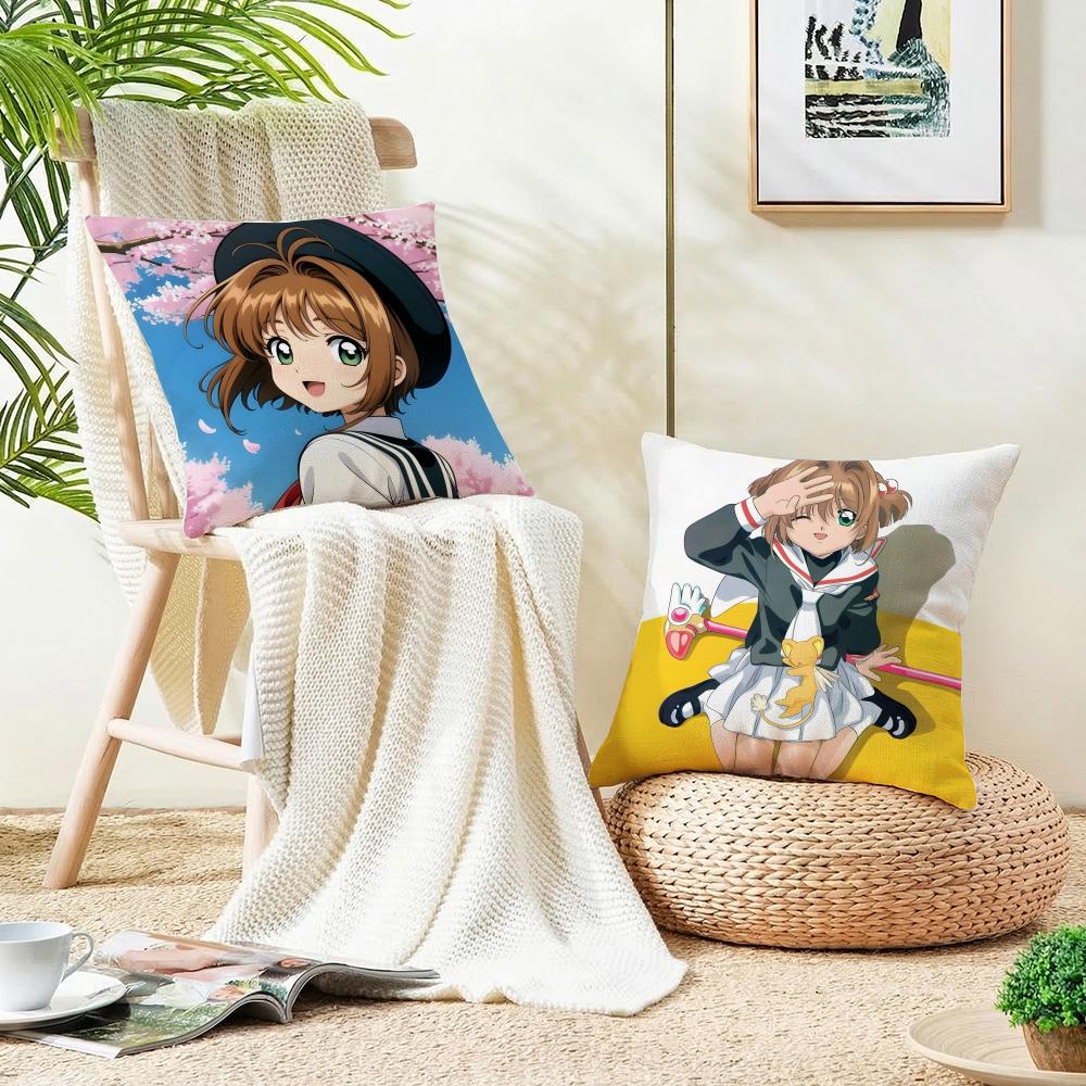 Magical CCardcaptor SakuraS Cushion Cover Breathable and skinfriendly linen pillowcase square removable and washable cushion