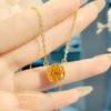 Women Jewelry Set Luxury Yellow Diamond Ice Cut Purple Cushion Pendant Necklace Square Ring Gemstone Earrings