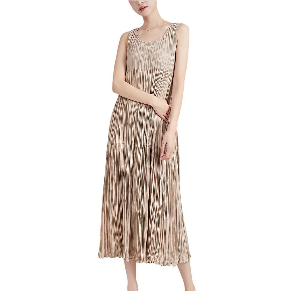 High-End Sleeveless Summer Pleated Skirt for Women