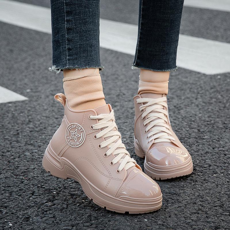 Waterproof Shoes Women's Rain Shoes Adult Short Water Boots Fashion Rain Boots New Students Wear Non-slip Warm Rubber Shoes