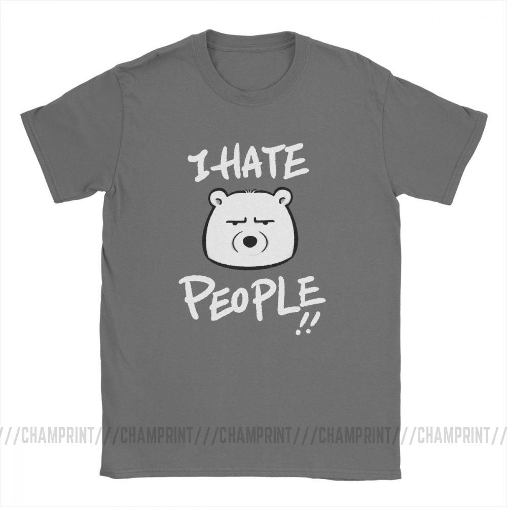 I Hate People Men T Shirts Bear I Eat People Solitary Autism Casual Cotton Short