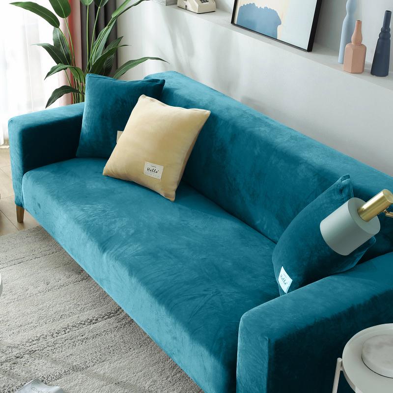 1/2/3/4 Seat Velvet Fabric Sofa Cover Elastic Sectional Couch Cover L Shape Sofa Case Armchair Sofa Case For Living Room Home