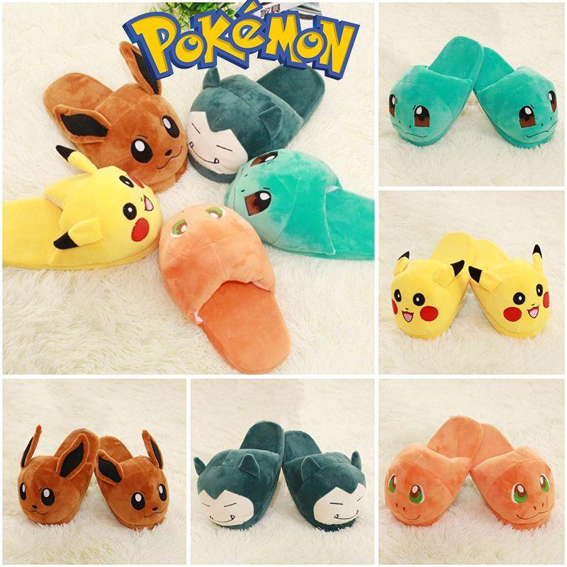 Pokemon Soft Plush Slippers Pikachu Cartoon Character Indoor Home Shoes