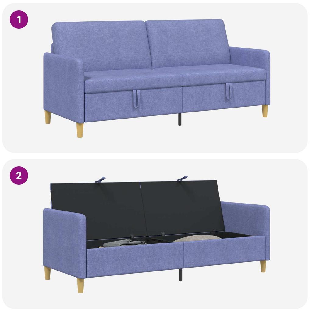 Storage Sofa in Jeans Blue 192 x 78 x 87 cm Polyester