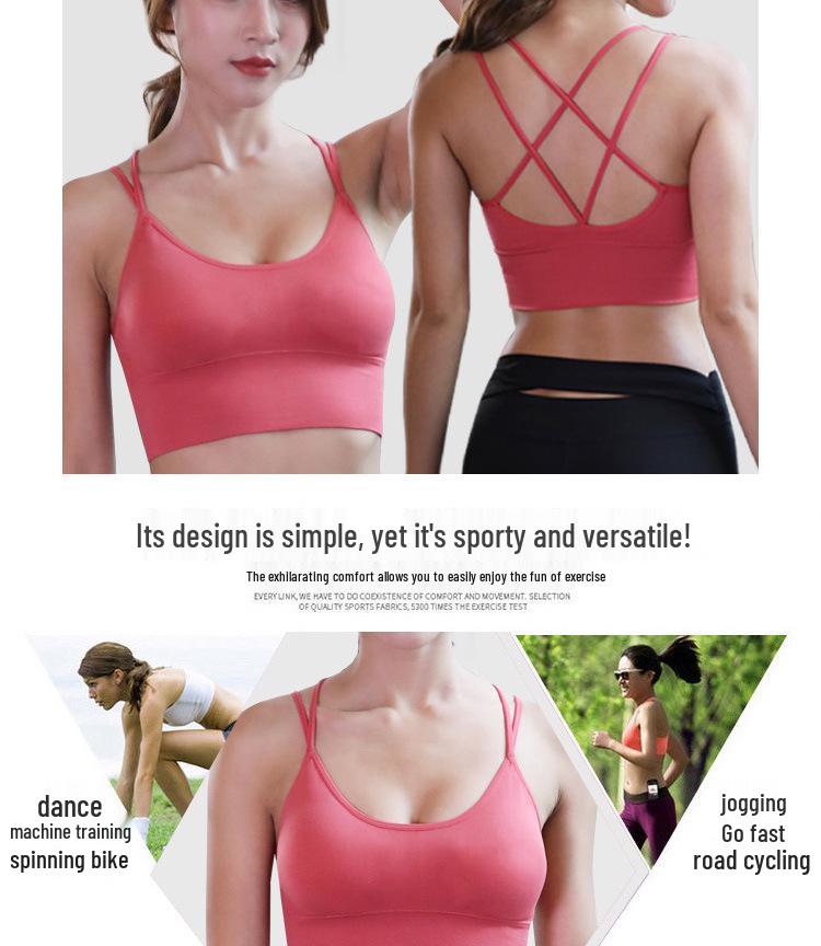 European & American Quick-Dry Cross Back Shockproof Wire-Free Plus Size Yoga Sports Bra for Women