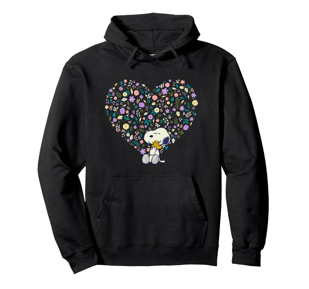 Peanuts Snoopy Woodstock Hug Floral Heart Hoodie &