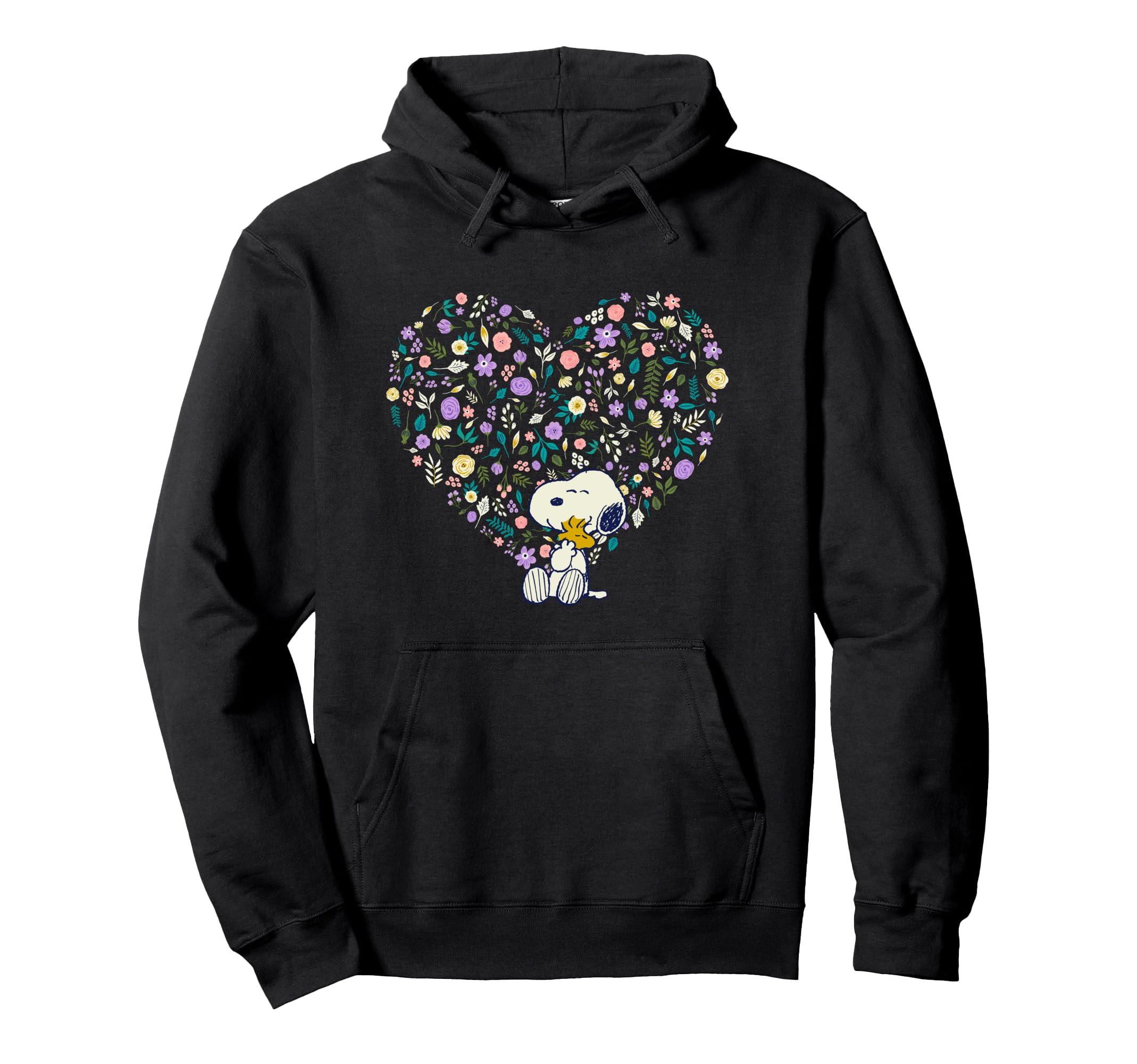

Peanuts Snoopy Woodstock Hug Floral Heart Hoodie & чёрный