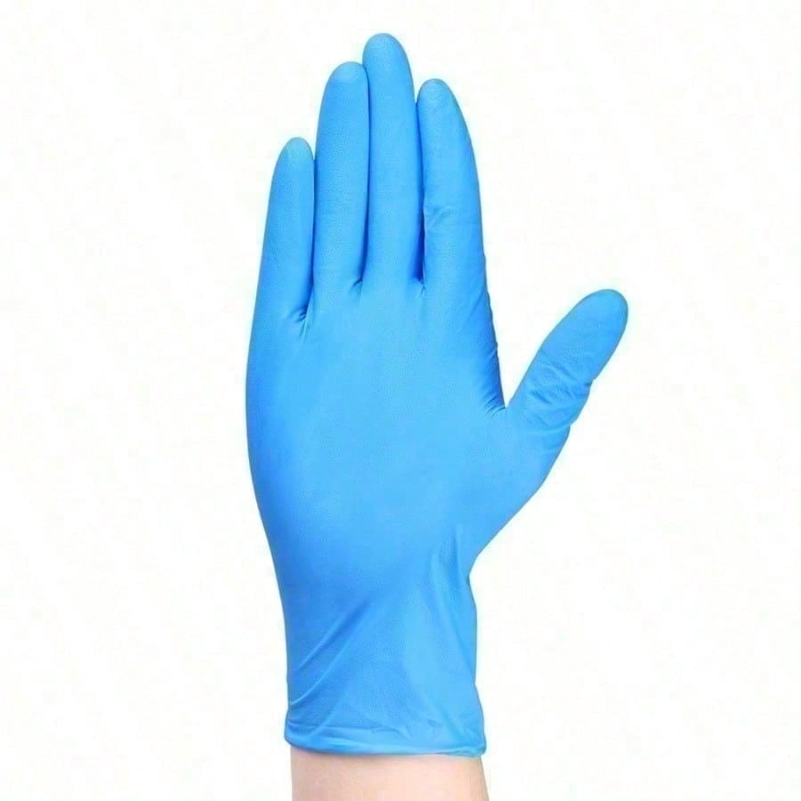 100Pcs Strong Nitrile Gloves - Flexible Blue Disposable Gloves for Cooking, Cleaning, Industrial Safety  Exfoliating Gloves