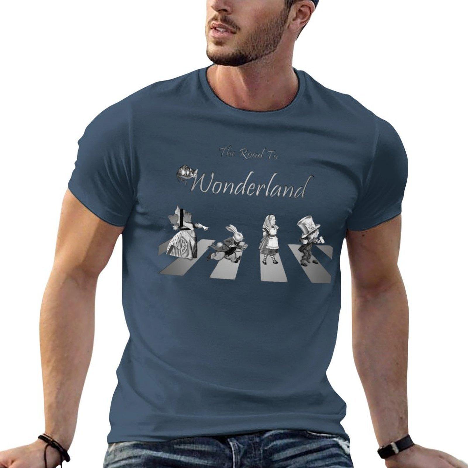 The Road To Wonderland  Black  White TShirt man t shirt cotton high quality man tshirt TShirt S