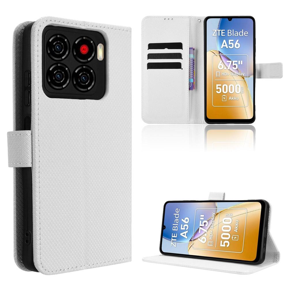 Кожаный чехол-кошелек для ZTE Blade A56 с ремешком, текстура бриллианта, чехол для телефона D